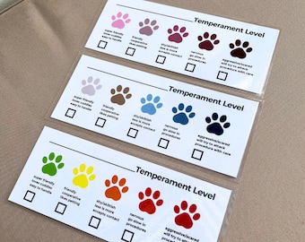 Vet Tech Safety Paw Chart Bundle, Dog Temperament Levels (Digital Download)