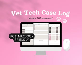 Vet Tech Patient Case Log: Digital Planner, Vet Med Notes (PDF Download)