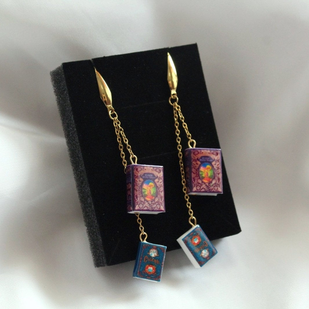 Custom Made Polymer Clay Book Earrings