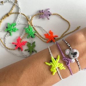 Mini Macrame Frog Bracelet – Colorful Handmade Animal Figured Luck Bracelet, Adjustable Unisex Jewelry, Cute Summer Gift