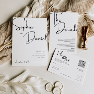 Minimalist Wedding Invitation Template | Editable & Printable Wedding Invite Suite Template | Elegant Wedding Stationary Suite Template, WT5