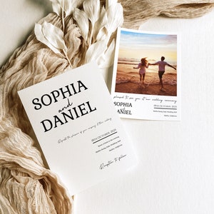 Minimalist Wedding Invite with Photo Template | Photo Wedding Invitation Template Canva | Editable Invitation Template | Photo Invites, WT13