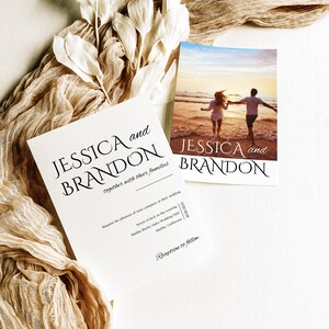 Minimalist Wedding Invite with Photo Template | Photo Wedding Invitation Template Canva | Classic Editable Invitation Template, WT10