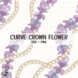 Seamless Pattern Curve Crown Flower Lei Png | Twist Lei Png | Lei Floral Pattern Digital Download