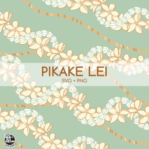 Seamless Pattern Curve Pikake | Twist Floral Lei Png | Pikake Lei Svg Cut File | Lei Digital Download