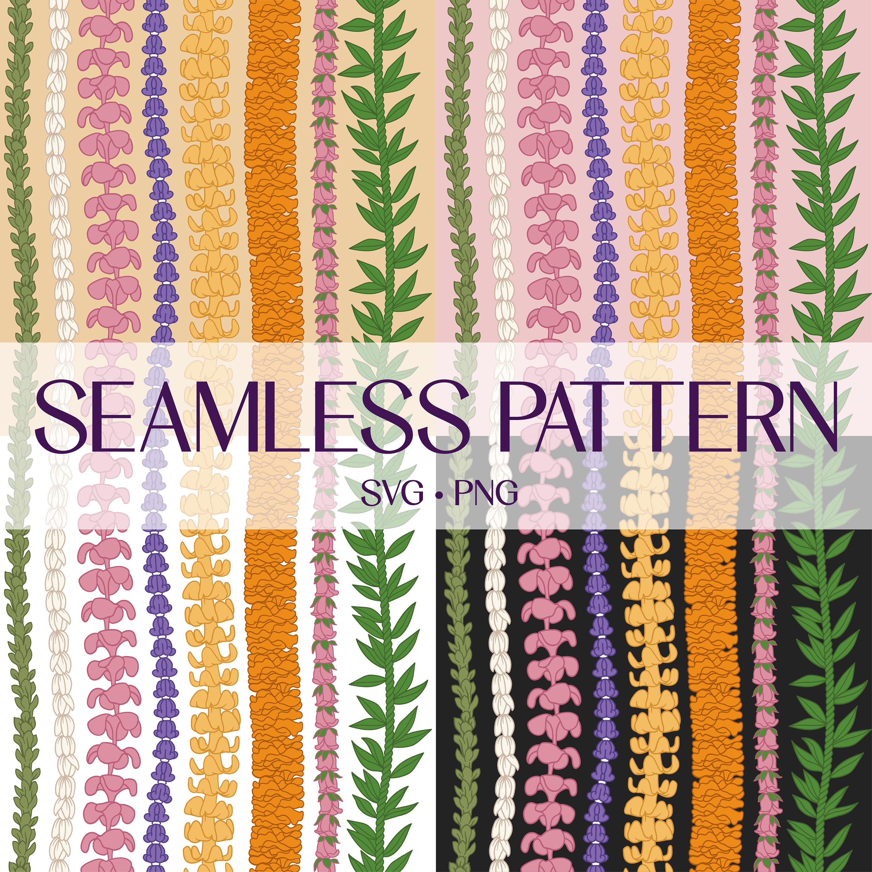 Seamless Pattern Lei Flowers | Vertical Lei Png | Svg Cut File ...
