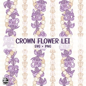 Seamless Pattern Vertical Crown Flower Lei | Twist Flowers Png | Lei Strand | Lei Digital Download