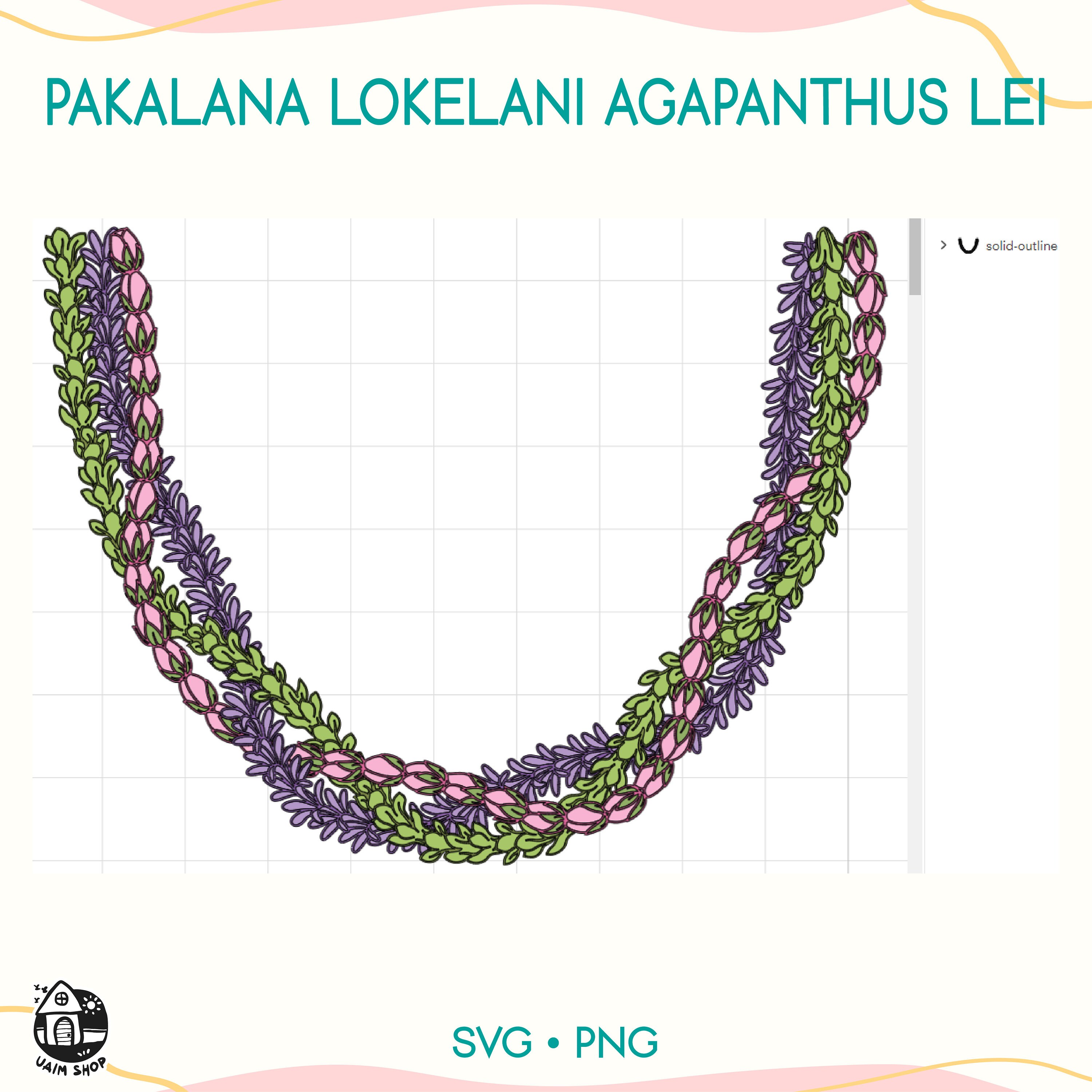 Curve Pakalana Lokelani and Agapanthus Lei Svg | Triple Flower Lei