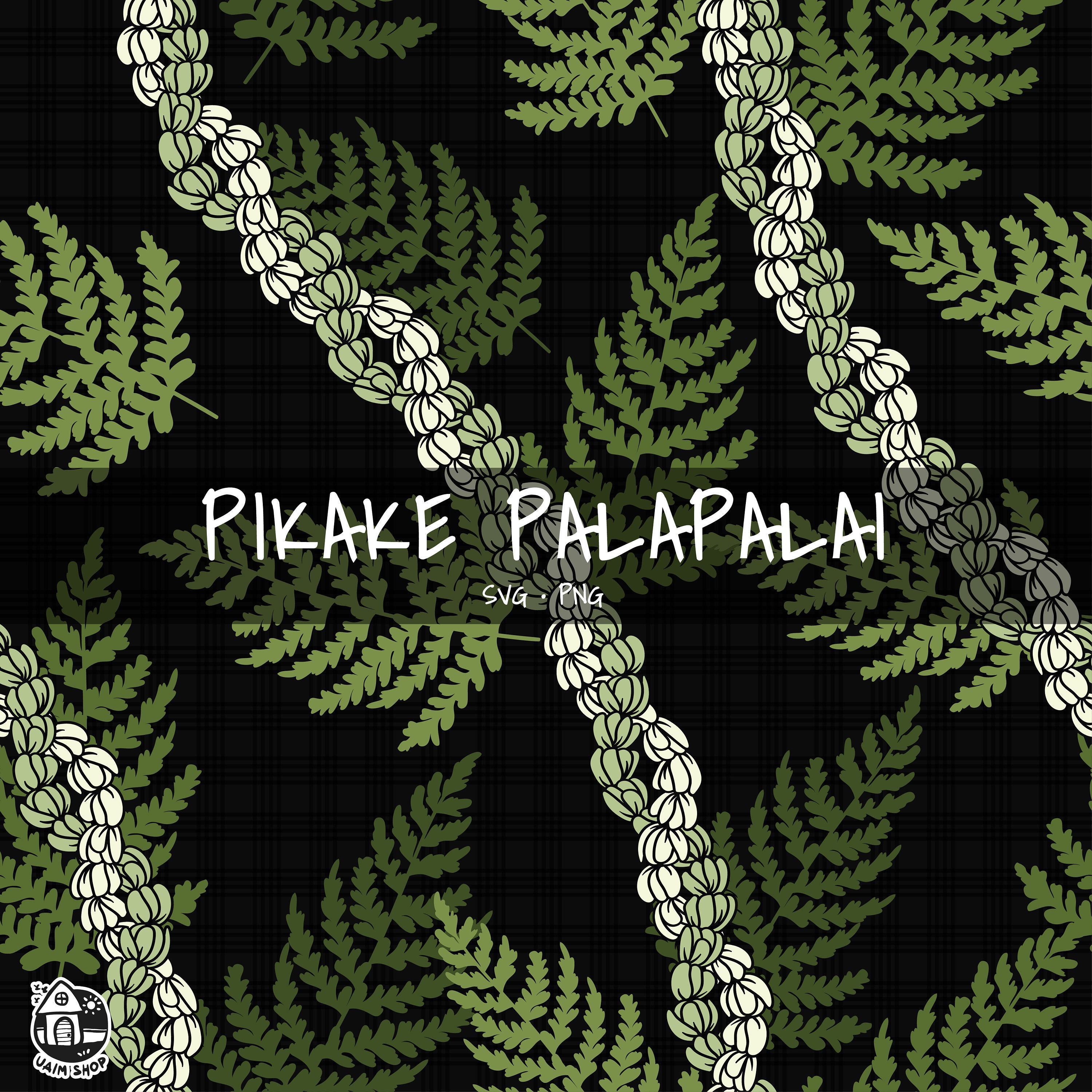 Seamless Pattern Palapalai & Pikake Lei | Palapalai Png | Twist Flower Lei Png | Curve Lei Digital Download