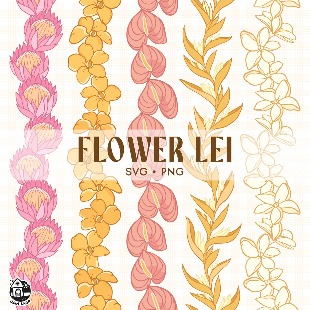 Seamless Pattern Flower Lei | Vertical Lei Png | Svg Cut File | Digital ...