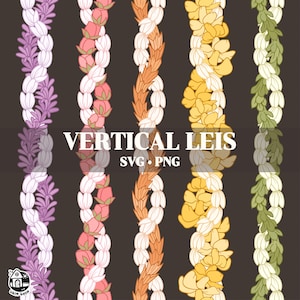 Seamless Pattern Twist Lei | Vertical Curve Lei Flower Png | Lei Digital Download