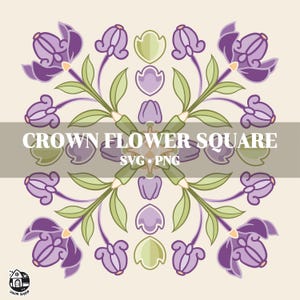 Seamless Pattern Crown Flower Squares Png | Flowers Lei Png | Lei Digital Download