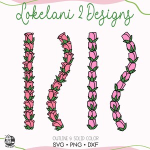Lokelani Lei 2 Shape 2 Design Svg | Roses Floral lei Svg | Curved Lei Flower Svg Cut File | Lei Digital Download