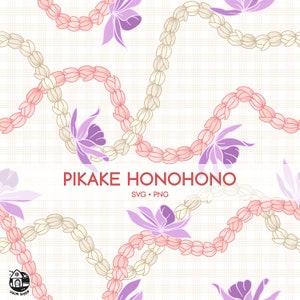 Seamless Pattern Pikake Lei | Honohono Floral Png | Twist Lei Svg Cut File | Lei Digital Download