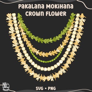Pakalana Mokihana And Crown Flower Lei | Lei Strand Svg | Curve Floral Lei Png | Svg Digital Download