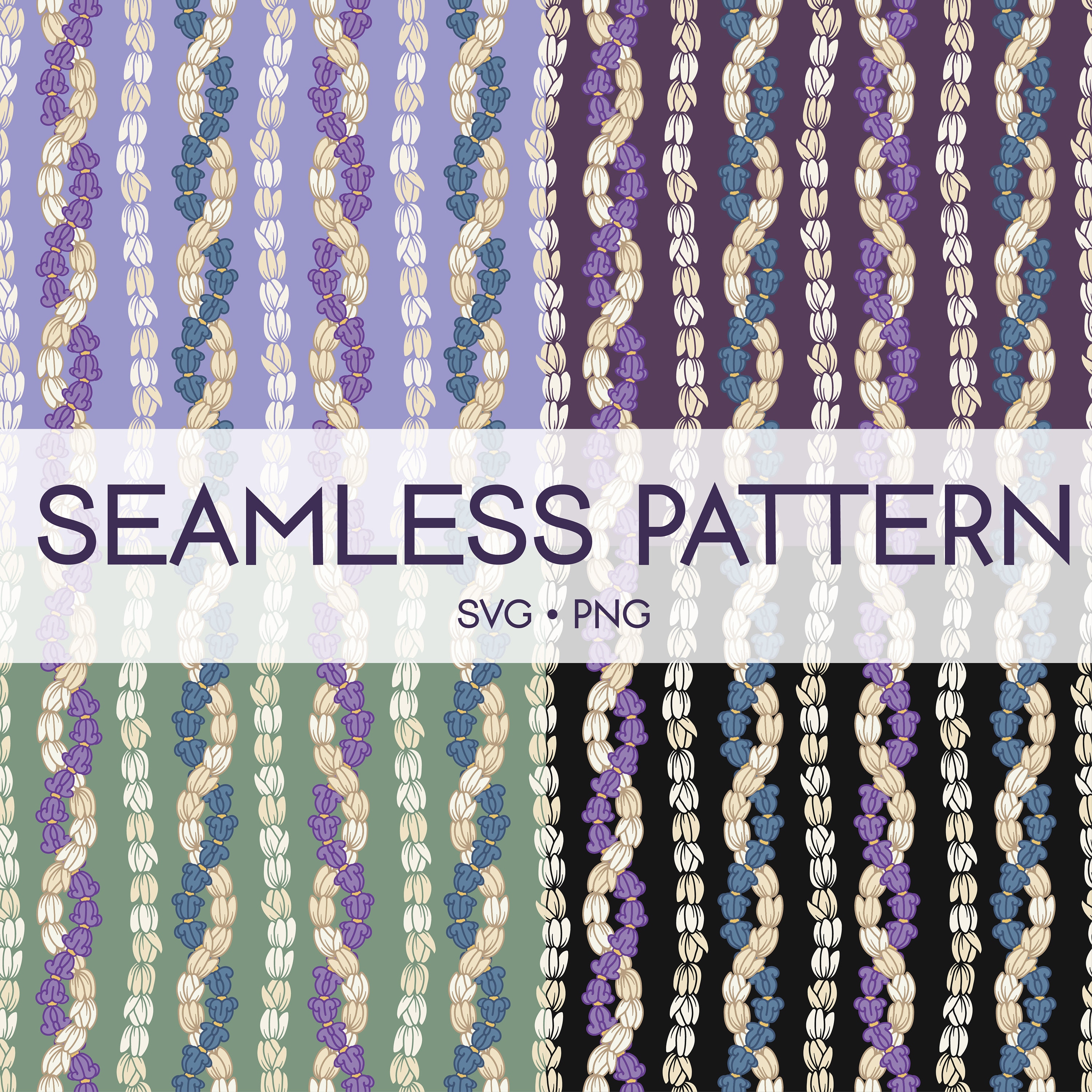 Seamless Pattern Pikake and Crown Flower Lei | Twist Flower