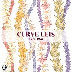 Seamless Pattern Curve Flowers Lei | Vertical Lei Png | Lei Strand | Digital Download