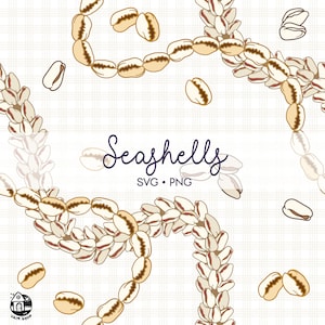 Seamless Pattern Seashell Lei | Shell Lei Strand Cut File PNG | Lei Digital Download