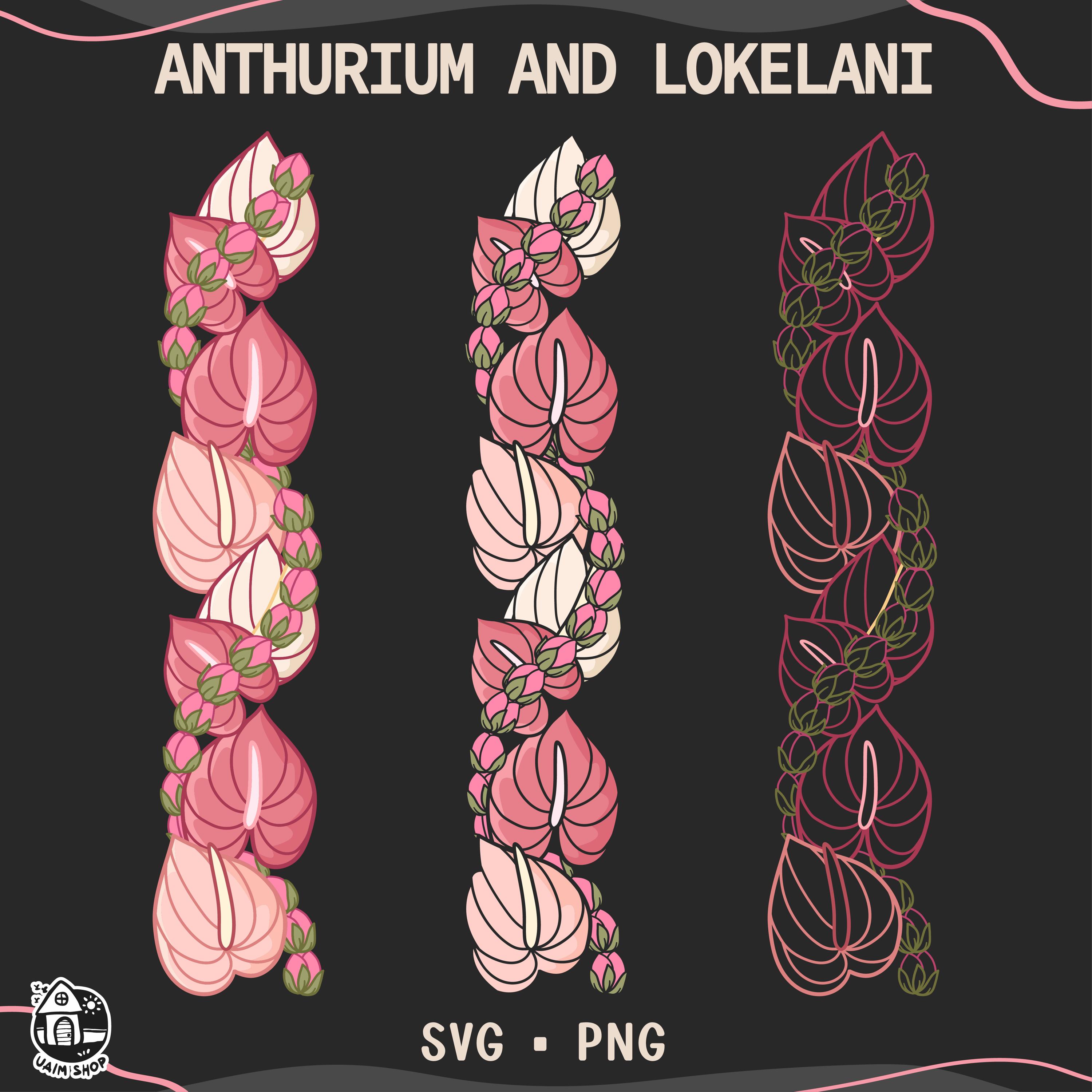 Anthurium and Lokelani Lei Svg | Twist Flower | Vertical Lei Cut
