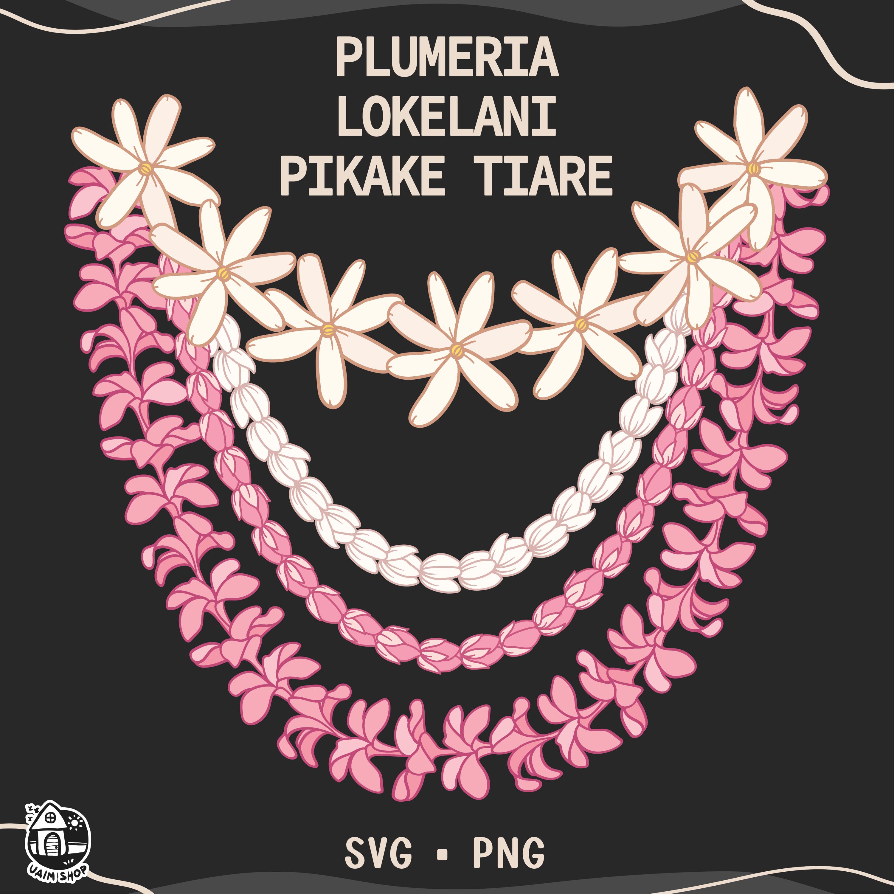 Plumeria Lokelani Pikake and Tiare Lei | 4 Flowers Curve Cut File