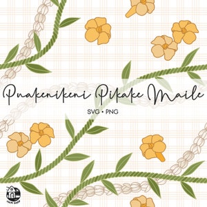 Seamless Pattern Puakenikeni Pikake and Maile Lei | Svg Cut File | Digital Download