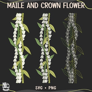 Maile And Crown Flower Lei Svg | Twist Flower Lei Svg | Vertical Lei Svg Cut File | Digital Download