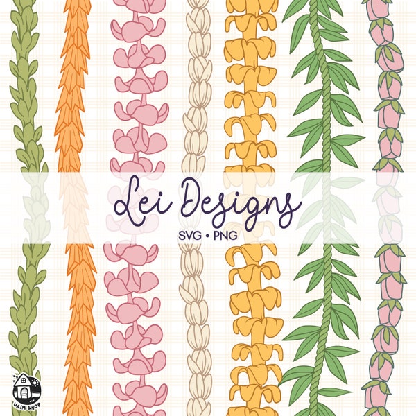 Seamless Pattern Vertical Flowers Lei | Lei Png | Svg Cut File | Digital Download