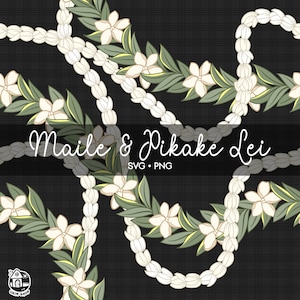 Seamless Pattern Maile & Pikake Lei | Twist Flower Lei Png | Curve Lei Digital Download