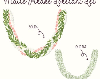 Leiページ Maile Pikake and Lokelani Lei | Curve Lei Flower Svg Cut