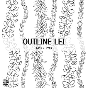 Seamless Pattern Outline Puakenikeni Lokelani Maile Pakalana And Plumeria Lei Png | Digital Download