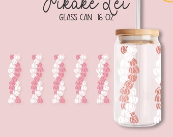 Glass Can 16 oz Pikake Lei Flowers | Double Flower Svg Cut File | Digital Download