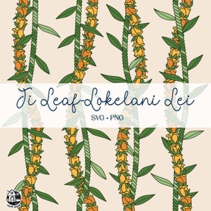 Seamless Pattern Maile and Lokelani Lei Png | Svg Cut File | Lei Digital Download