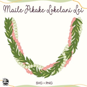 Maile Pikake and Lokelani Lei | Curve Lei Flower Svg Cut File | Digital Download