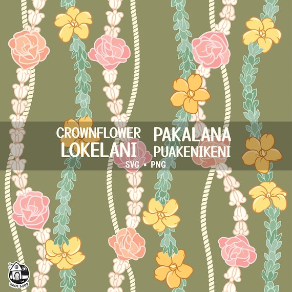 Seamless Pattern Crown Flower Lokelani and Pakalana Puakenikeni