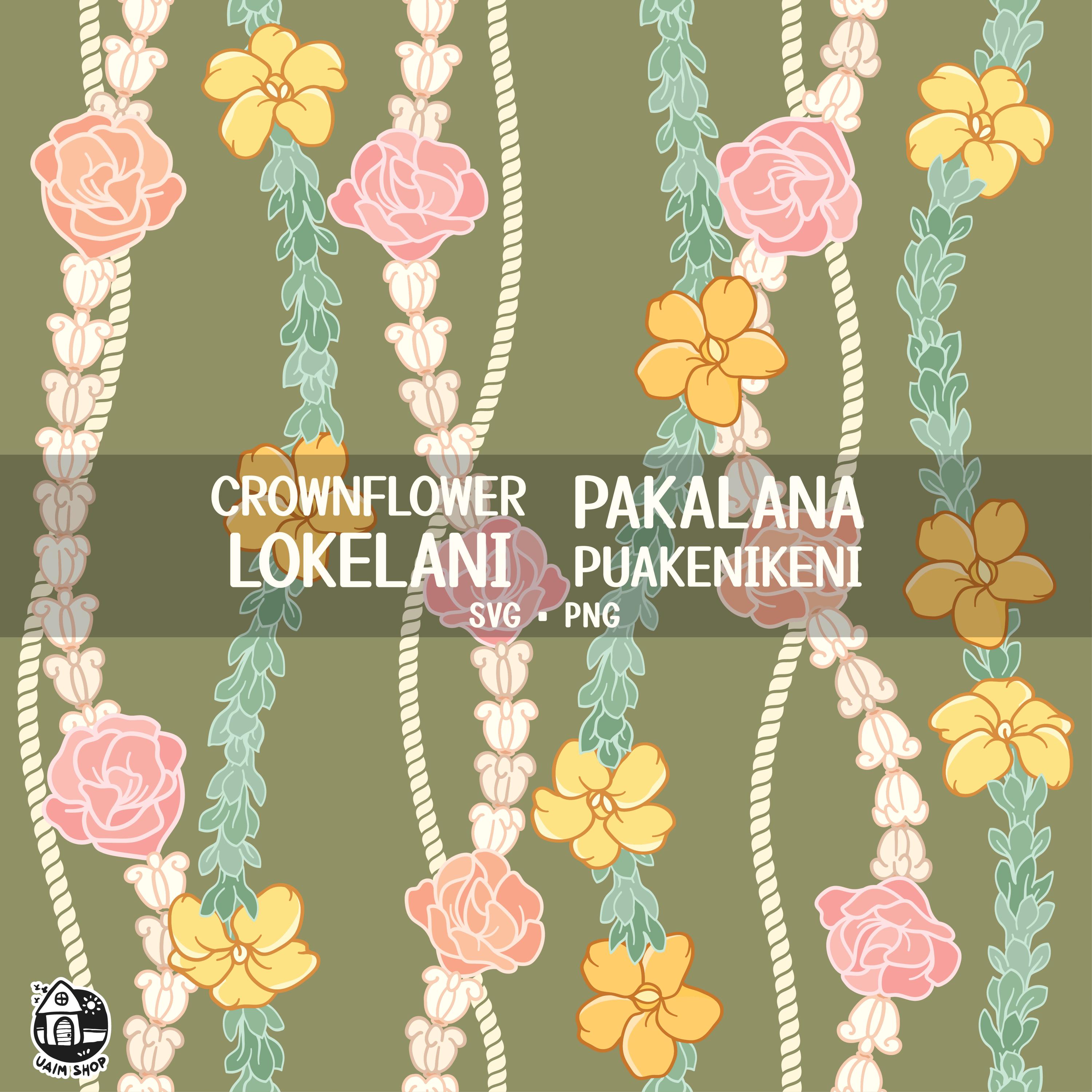 Seamless Pattern Crown Flower Lokelani and Pakalana Puakenikeni