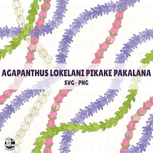 Seamless Pattern Lokelani Pikake Agapanthus And Pakalana Lei | Curve Lei Svg Cut File | Lei Digital Download