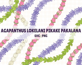 Seamless Pattern Lokelani Pikake Agapanthus And Pakalana Lei | Svg Cut File | Digital Download