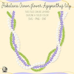 Pakalana Crown Flower Agapanthus lily Lei Svg | Floral lei Svg | Flower Svg Cut File | Lei Strand Flowers Digital Download