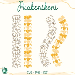 Lei Svg Puakenikeni 2 formes | Lei floral Svg | Fichier de coupe Svg fleur | Téléchargement numérique de colliers