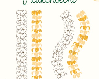 2 Shape Puakenikeni Lei Svg | Floral lei Svg | Flower Svg Cut File | Lei Digital Download