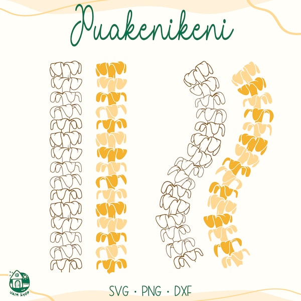 2 Shape Puakenikeni Lei Svg | Floral lei Svg | Flower Svg Cut File | T-shirt Lei Digital Download