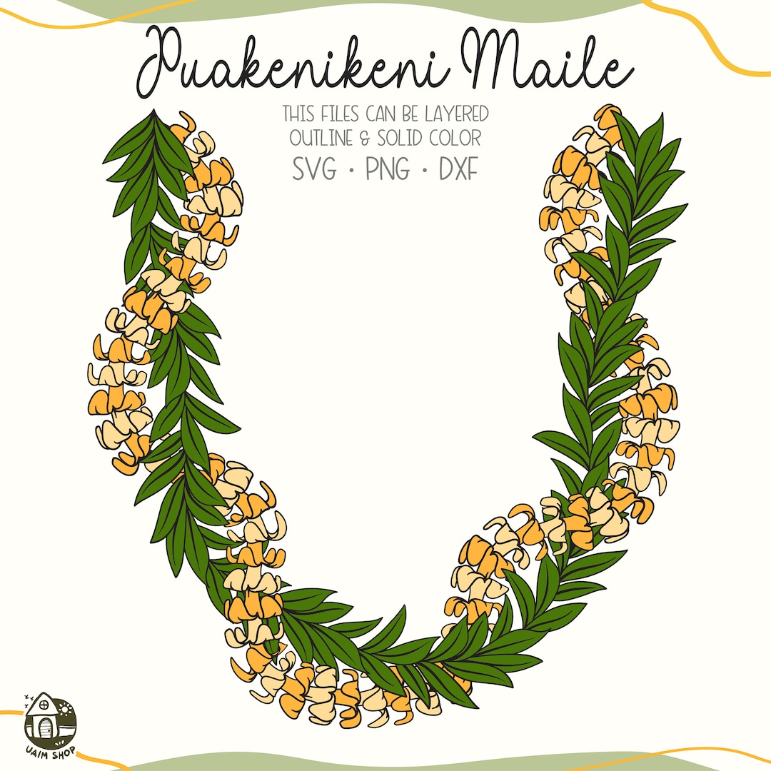 Puakenikeni and Maile Lei Svg Lei Strand Svg Double Lei Svg Flower Cut