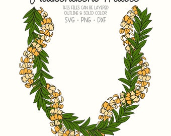 Puakenikeni and Maile lei Svg | Lei Strand Svg | Double lei Svg | Flower Cut File Digital Download