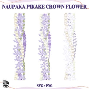 Naupaka Pikake And Crown Flower Lei Svg | Twist Flower Lei Svg | Vertical Lei Svg | Digital Download