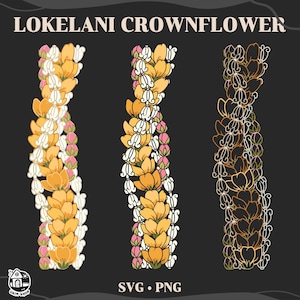 Lokelani Crown Flower And Ilima Lei Svg | Twist Flower Lei Svg | Vertical Lei Svg Cut File | Digital Download