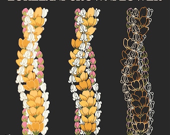 Lokelani Crown Flower and Ilima Lei | Twist Flower | Vertical Svg