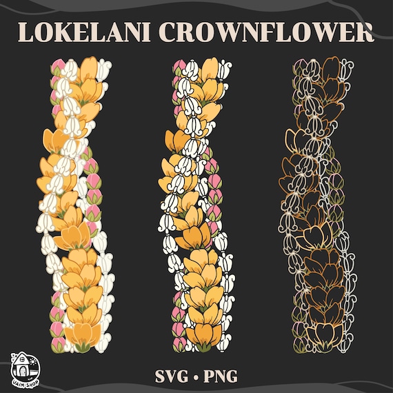 Lokelani Crown Flower and Ilima Lei | Twist Flower | Vertical Svg
