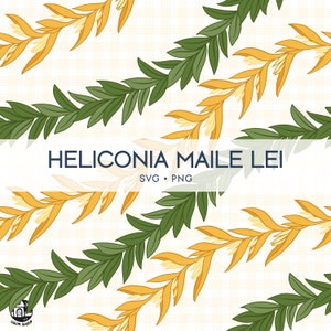 Seamless Pattern Maile Lei And Heliconia Lei | Flower Lei Strand Png | Curve Lei Digital Download
