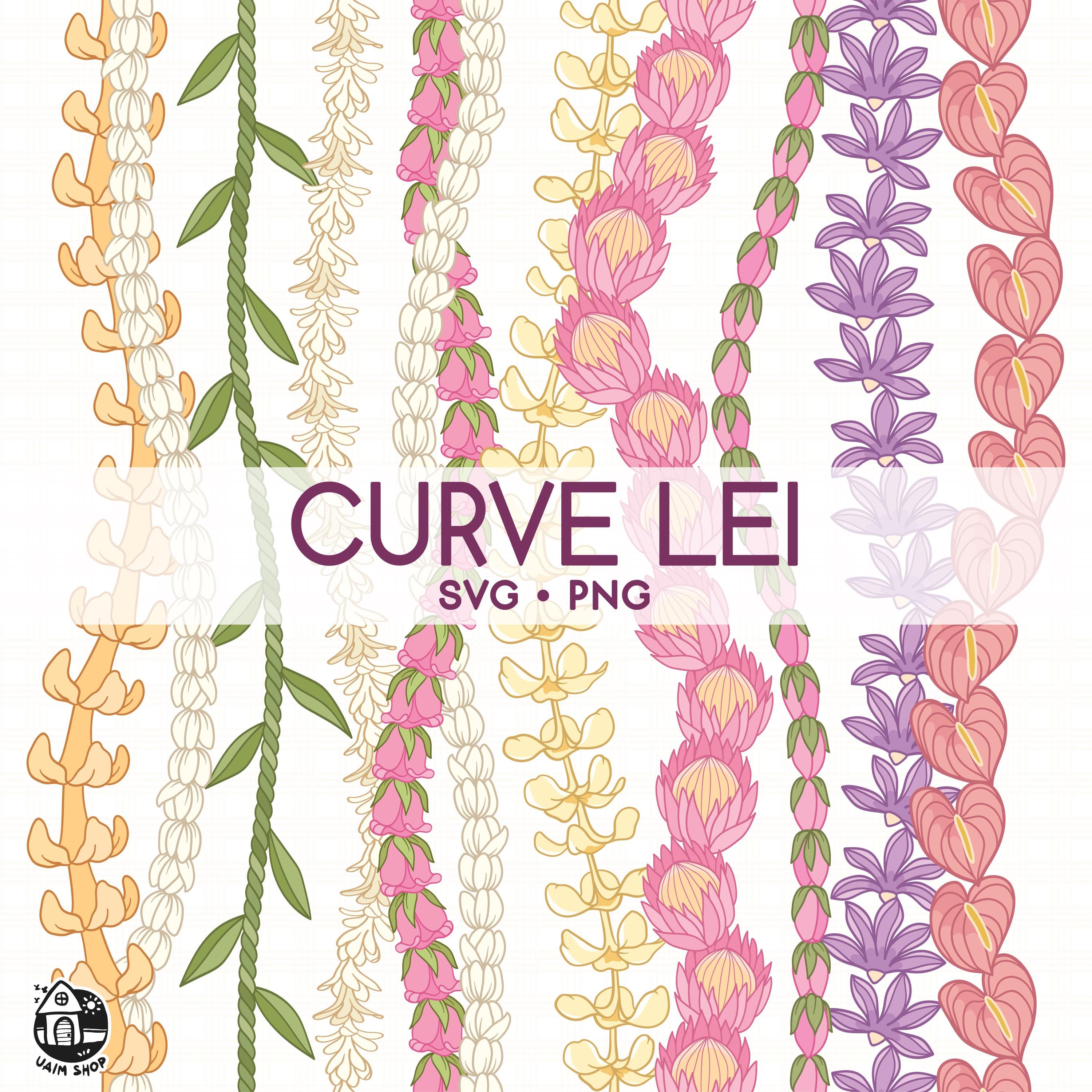 Seamless Pattern Curve Flowers Lei | Twist Lei Png | Svg Cut File | Digital Download
