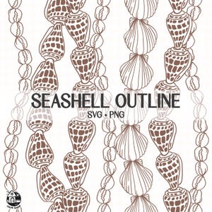 Seamless Pattern Seashell Lei Outline Png | Vertical Hebrew Cone Shell | Digital Download